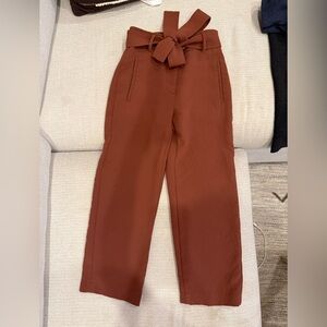 Aritzia Wilfred Terracotta Crepe Cropped Trousers 00